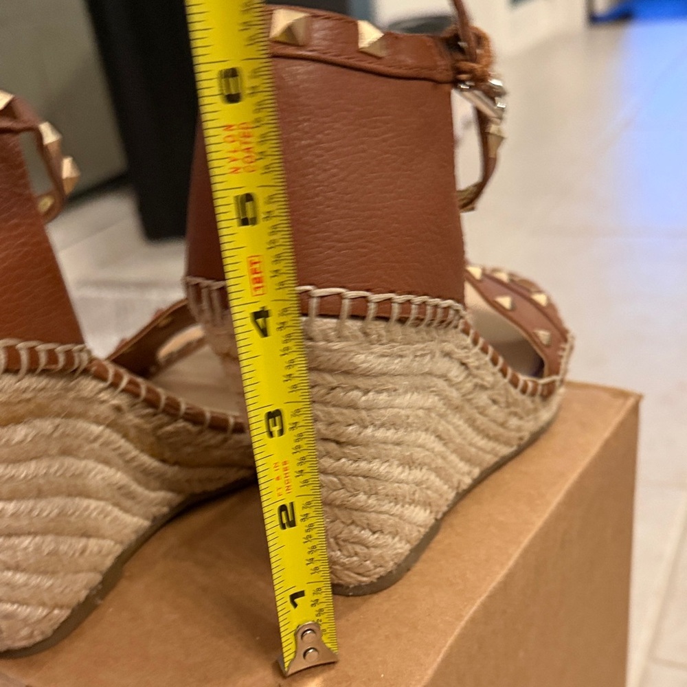 Marc Fisher Tan Leather Studded Ankle-Strap Sandals - Picture 6 of 12